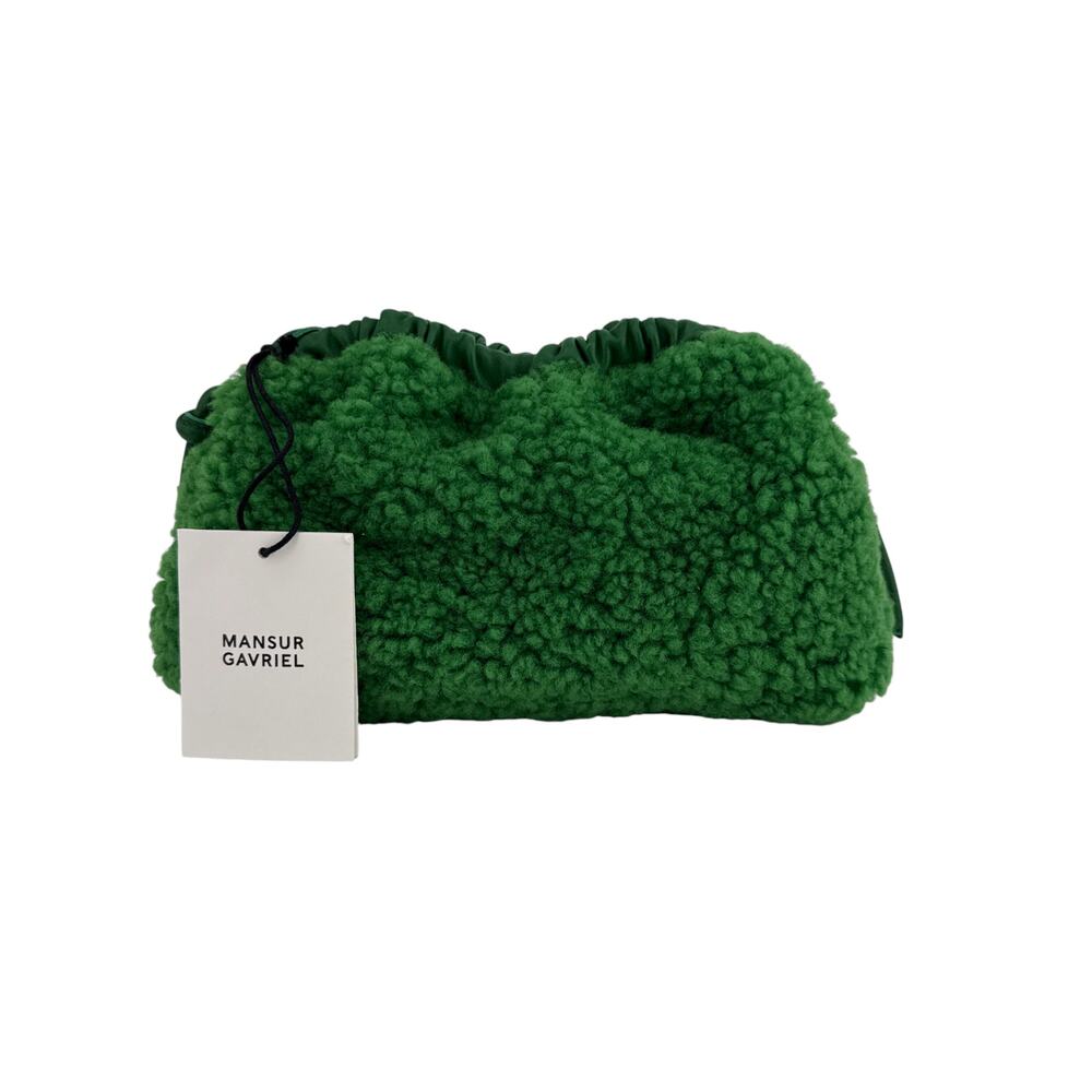 MANSUR GAVRIEL Mini Cloud Clutch Bag in Emerald Shearling - Picture 5 of 13
